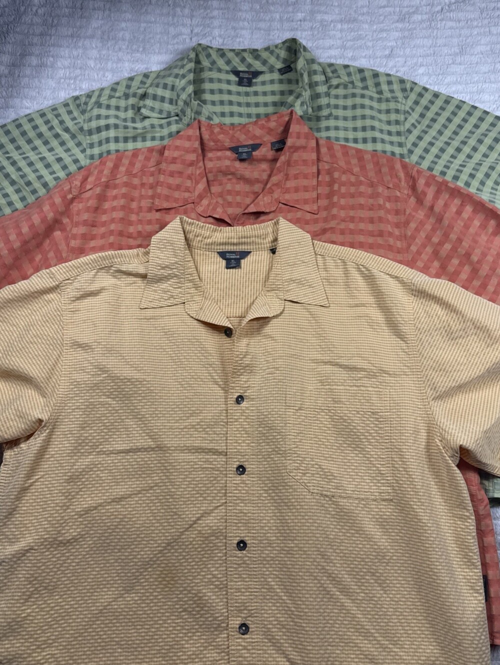 ROYAL ROBBINS Lot Of 3 Men XL Short Sleeve Classic Fit Green Orange Yellow Shirt